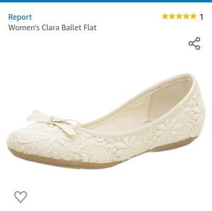 Report 8M Clara Lace Cream Lace Ballet Flats GUC